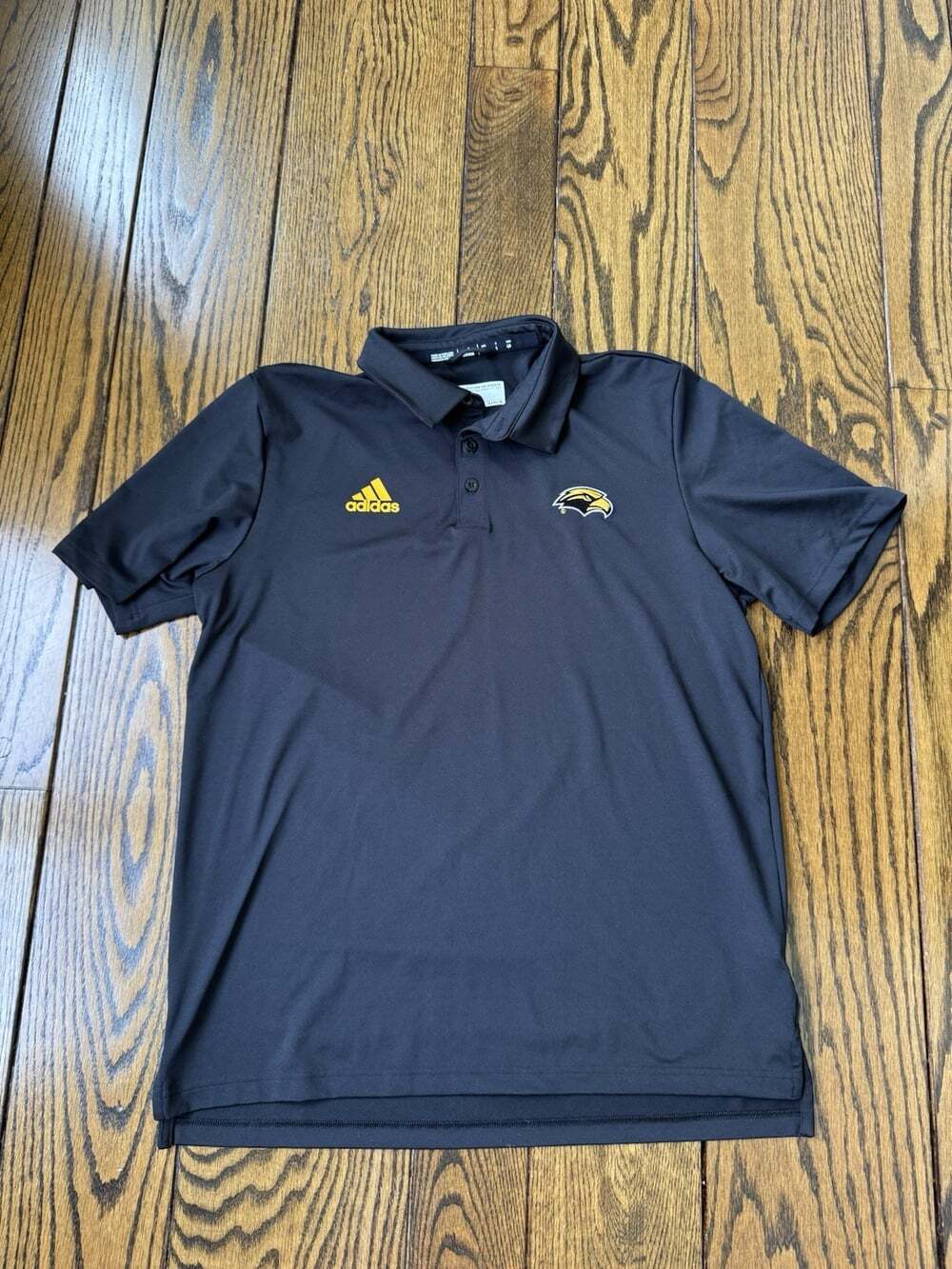 Adidas Southern Miss Golden Eagles Polo Shirt Black Men's Size L Short Sleeve